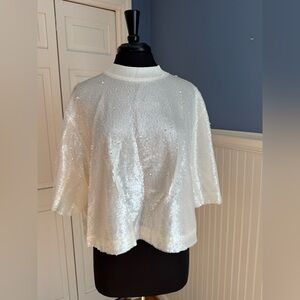 NWT All Saints Julea tee is artic white sequins